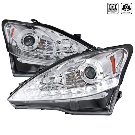Spec-D Tuning 06-09 Lexus Is250 LED Projector Headlight Chrome Housing 2LHP-IS25006-TM